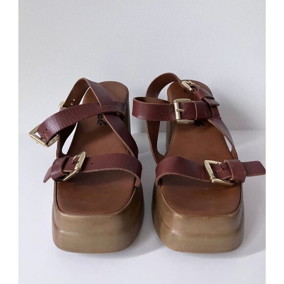 Free People Pamela Double Stack Platform Heels Sun Baked Brown Size EU 37 - Picture 3 of 8